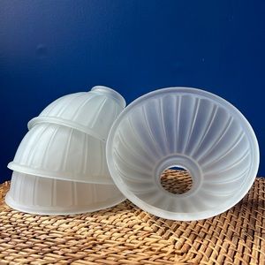 Vintage frosted, ribbed glass shade, pendant light covers. set of 4